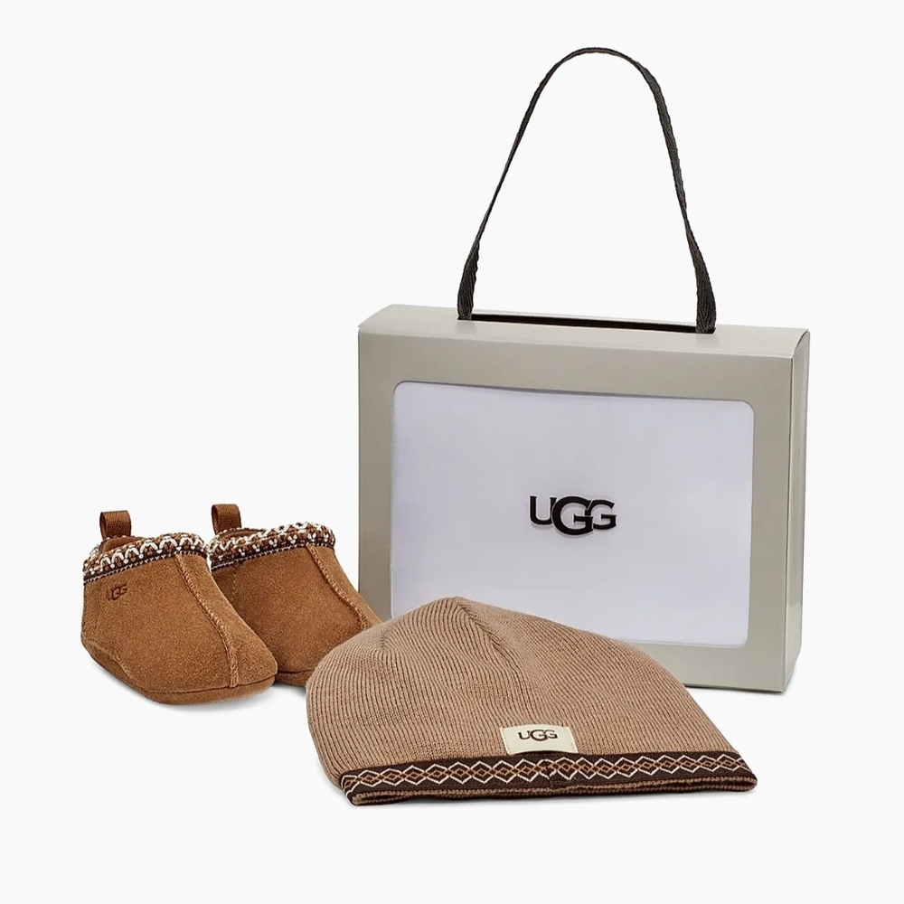 NWT UGG Infant Cozy Set in Cream and Tan Size 0/1